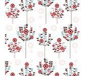 Papel pintado floral con flores en rojo