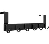 Perchero para puerta, con 6 ganchos, ideal para cocina, dormitorio y baño (negro)