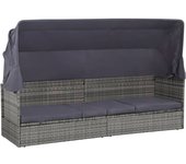 Cama de jardín con dosel gris 205x62 cm mimbre de resina