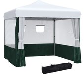 Outsunny carpa plegable 3x3 m con paredes laterales altura ajustable blanco