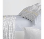 Juego de sábanas burrito blanco diseño 542 , 50% algodón- 50% poliéster ancho de 150 cm en color azul