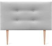 Dhome cabecero de polipiel premium pro con 2 hileras de botones y patas cabezal tapizado cama lujo (gris claro, 105cm)