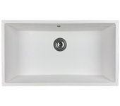 Fregadero granitemy universal de granito blanco grande 74x40 cm blanco de montaje sobre encimera, bajo encimera y enrasado con tapón de acero inoxida