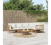 Maison exclusive - set de muebles de jardín 6 piezas bambú y cojines blanco crema