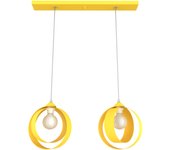Lumicom | nucleo binario lámpara pendiente, 2xe27, max 42w, metal, amarillo, d.25cm