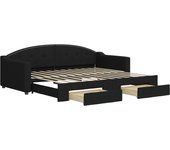 Sofá cama | cama para adultos nido con cajones tela negro 90x200 cm cfw364450