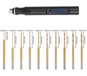Mini taladro inalámbrico negro mini taladro eléctrico + 10 brocas chapadas en titanio