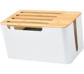 Caja organizadora de enrutador, regleta de alimentación, blindaje, soporte de cable para enrutador, caja de almacenamiento para el hogar (doble capa)