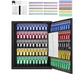 Succebuy armario para llaves para 100 llaves, caja de seguridad ajustable, organizador de llaves de acero con 100 etiquetas de colores y 2 tarjetas