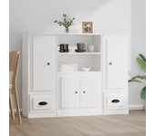 Aparador altos 3 piezas | aparador de comedor | armario de cocina madera contrachapada blanco cfw85459