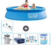 Paquete de piscina - intex - alrededor - 244x244x61 cm + accesorios a766