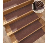 Alfombra de lino sintético para escaleras, alfombrillas autoadhesivas para escaleras, alfombrillas antideslizantes para escaleras, 15 piezas (marrón)