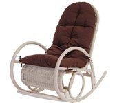 Mecedora esmeraldas, sillón de ratán, blanco ~ cojín marrón