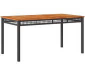 Mesa de jardín，mesa para exteriores，mesa de patio ratán sintético madera acacia negro 140x80x75 cm cfw86657