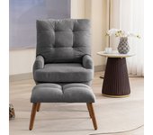 Tumbona con reposapiés, respaldo ajustable en 10 posiciones, reclinable, silla con almacenamiento lateral