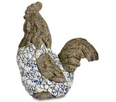 Figura poliresina gallo mosaico azul