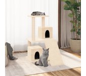Rascador para gatos de sisal color crema con rascador 82 cm