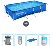 Paquete de piscina - bestway - rectángulo - 400x211x81 cm + accesorios cb51