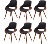 Juego de 6 sillas de comedor hwc-d23, silla de cocina silla, diseño retro ~ imitación de cuero negro