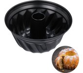 Relaxdays molde savarin, accesorio de repostería & pastelería, antiadherente, ø 25 cm, acero al carbono, redondo, negro