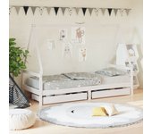 Estructura de cama infantil con cajones madera maciza de pino blanco 80x200 cm
