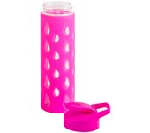 3x botellas de vidrio borosilicato y silicona,550 ml, fucsia h&h