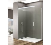 Mampara de ducha angular allstone basic 1+1 con lateral fijo, sin perfil inferior. 110x70 cm cristal transparente perfil blanco
