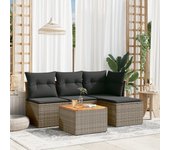 Juego de sofás jardín con cojines 5 piezas | conjunto de jardín de ocio | set de comedor de jardín ratán sintético gris cfw262916