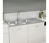 Maison exclusive - fregadero de cocina doble seno acero inoxidable 1200x500x155 mm