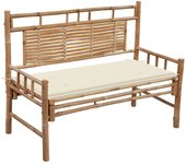 Banco de jardín con cojín bambú 120 cm