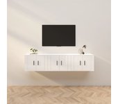 3 piezas muebles para tv de pared | mueble de salón | mesa de tv blanco brillante 57x34,5x40 cm cfw53837