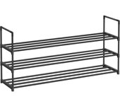 Zapatero de metal de 3 niveles - estante apilable para 15-18 pares de zapatos, ideal para pasillo, salón y dormitorio, 30x116x55 cm, negro