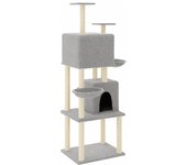 Rascador para gatos con postes de sisal gris claro 180 cm