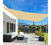 Toldo vela rectangular de 2 x 3 m, impermeable, de pes, color arena, con 95 % de protección uv para patio y jardín al aire libre.
