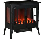 Chimenea eléctrica homcom acero, vidrio negro 60x37x60.5 cm