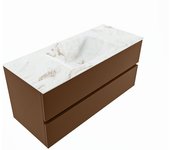 Mondiaz vica dlux 110cm mueble de baño color rust con 2 cajones. con lavabo cloud centro 1 orificio color frappe