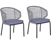 Beliani conjunto de 2 sillas de jardín con cojines palmi metal gris