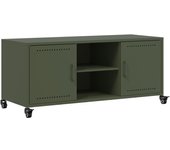 Vidaxl mueble de tv de acero verde oliva 100,5x39x43,5 cm