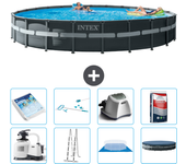 Paquete de piscina - intex - alrededor - 732x732x132 cm + accesorios a3006