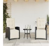 Vidaxl sillones reclinables jardín con reposapiés 2 uds ratán pe negro