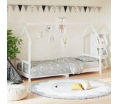 Estructura de cama infantil blanca de madera maciza de pino 80x200 cm