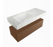 Mondiaz alan-dlux 110cm mueble de baño rust 1 cajón. con lavabo cloud izquierda 1 orificio color opalo