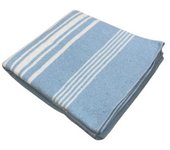 Manta mallorquina azul raya blanca cama 90 y 105 cm (185x235)