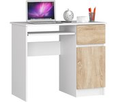 Escritorio: un cajón, 1 puerta, 3 estantes, blanco | roble sonoma, 90 x 77 x 50 cm