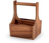 Cubertero o servilletero de madera h&h lifestyle acacia forma cuadrada con asa cm 17