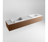 Mondiaz erin 200cm mueble de baño color rust con 2 cajones. con lavabo ridge doble sin orificios color talc