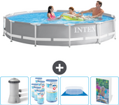 Paquete de piscina - intex - alrededor - 366x366x76 cm + accesorios cb103