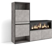Zapatero, 167x35x145cm, dormitorio, habitación, chimenea eléctrica xxl, cemento