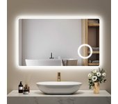 Emke espejo de baño led con lupa de 3 aumentos 100x60cm, interruptor táctil, luz blanca fría