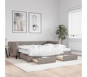 Sofá cama nido y cajones tejido topo 90x200 cm